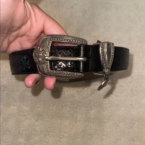 Brighton Accessories - Brighton Black Leather Belt with Silver Buckle